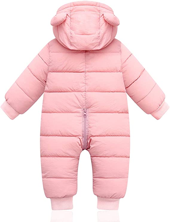 Baby Schneeanzug mit Bärenohren-Kapuze, unisex. Warm & gemütlich für den Winter. Perfekter Outdoor-Strampler.