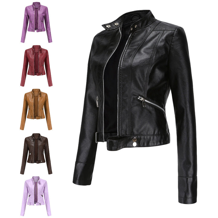 Stylische Damen Übergangsjacke aus Leder. Zeitloses Marlene-Design für einen eleganten und modernen Herbst/Frühling Look.