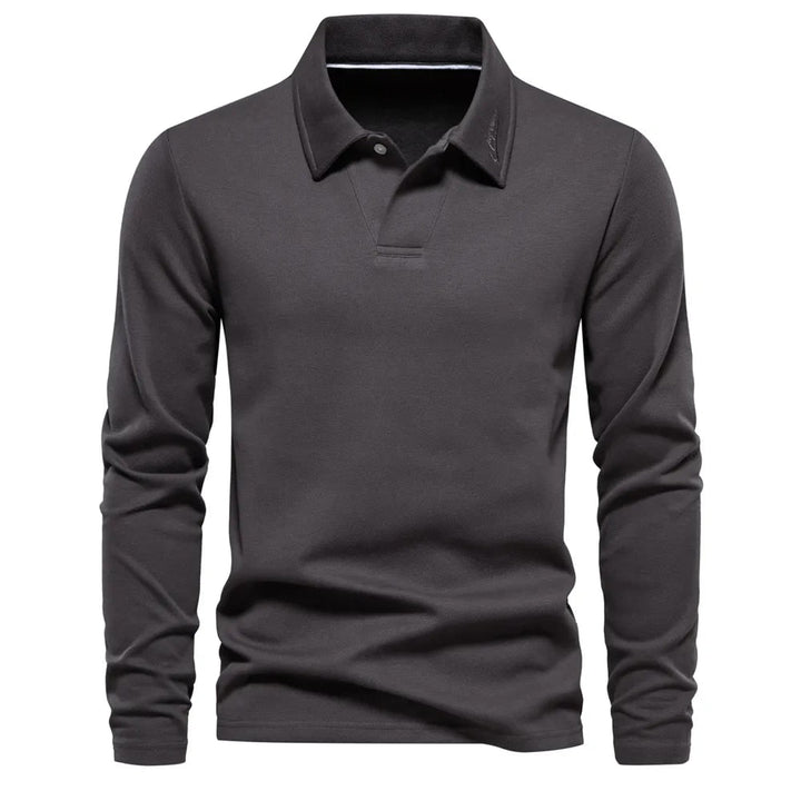 Moderner Herren Polopullover Langarm mit klassischem Kragen. Perfekt als Bürokleidung oder für Freizeit im Herbst/Winter.