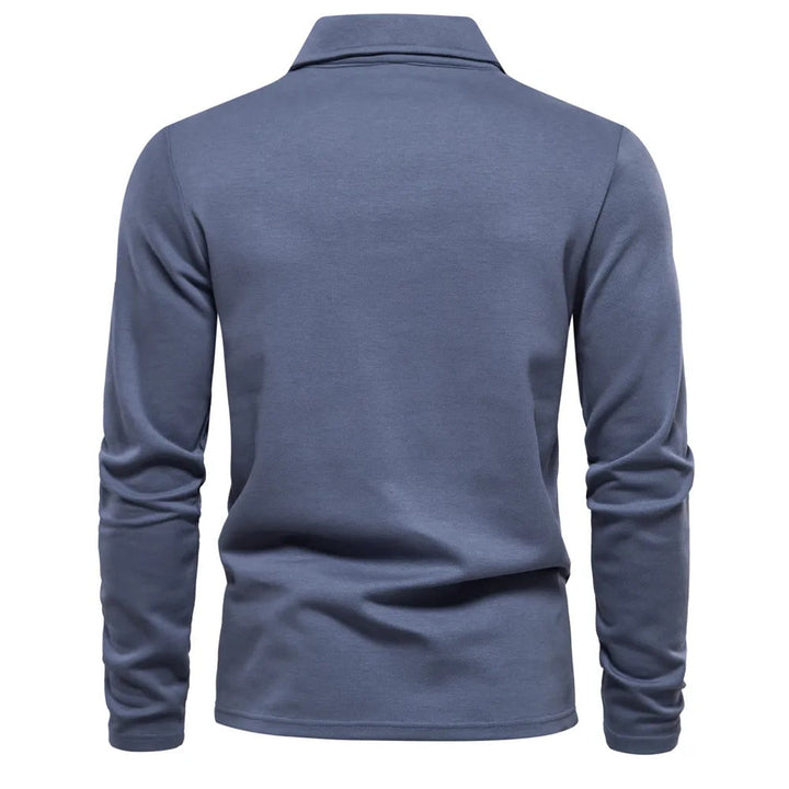 Eleganter Herren Polopullover, langärmlig, mit klassischem Kragen. Perfekt für Herbst, Winter & smarte Freizeitoutfits.