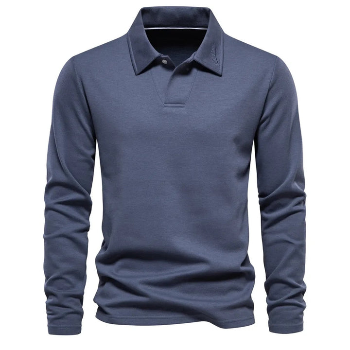 Herren Langarm Polopullover mit klassischem Kragen. Ideal für Büro, Freizeit und elegante Alltagslooks.