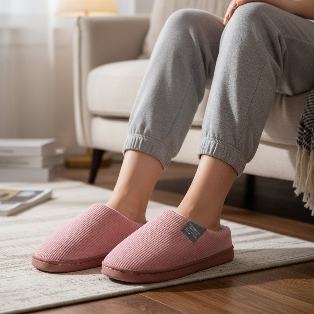 Damen Antirutsch Hausschuhe RibComfy für kuscheligen Komfort Zuhause. Sichere Sohle für festen Halt.