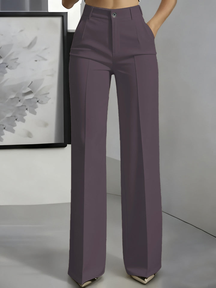 Bequeme hochtaillierte Damenhose mit geradem Schnitt, perfekt als Ganzjahreshose für Büro & Freizeit.