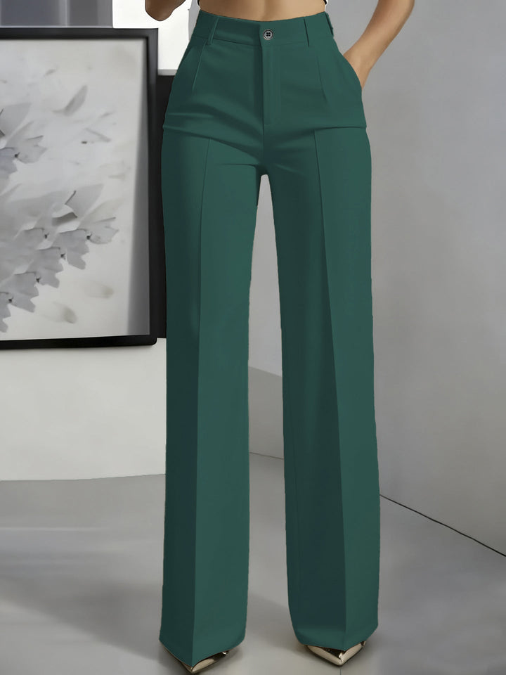 Klassische, hochtaillierte Damenhose mit geradem Schnitt. Perfekt als Anzughose oder elegante Businesshose.