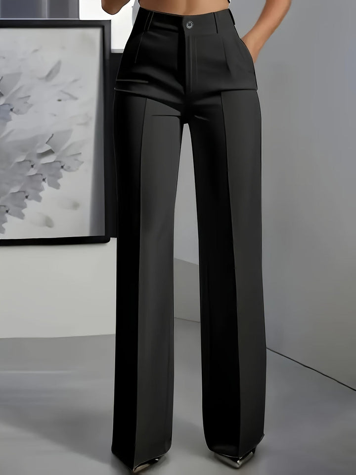Elegante High Waist Damenhose mit geradem Bein für eine schlanke Silhouette im Büroalltag.