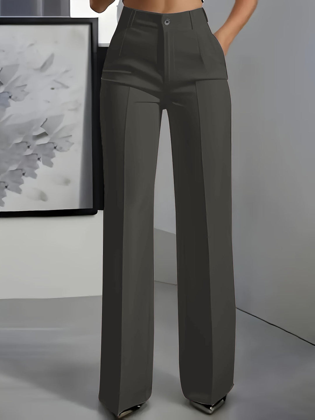 Klassische Damenhose, hochtailliert & gerader Schnitt. Perfekt als Anzughose oder Freizeithose.