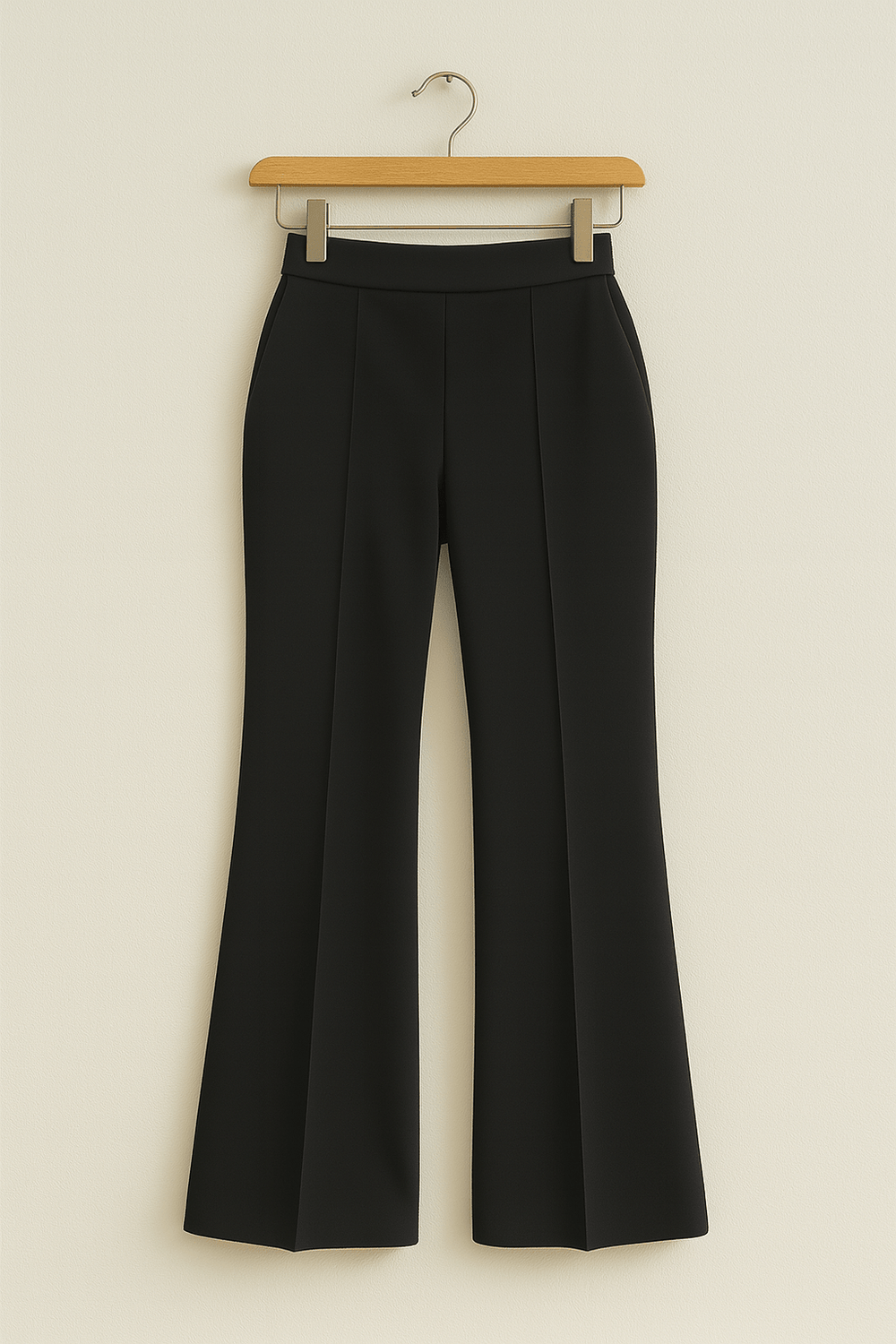Elegante Damen Hose in Aprikos, hoher Bund & weites Bein. Ideal für Büro, Freizeit und stilvolle Looks.