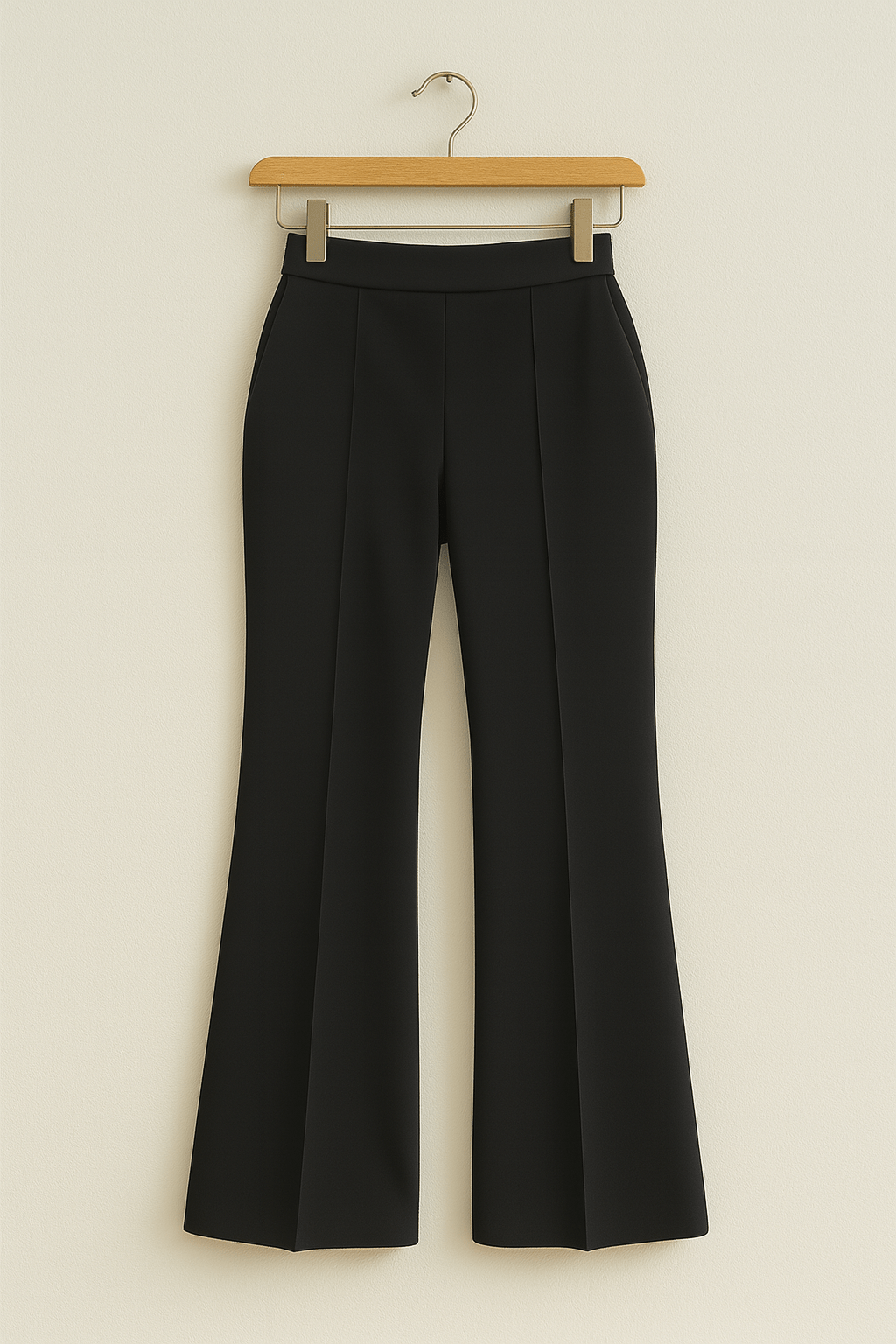 Elegante Damen Hose in Aprikos, hoher Bund & weites Bein. Ideal für Büro, Freizeit und stilvolle Looks.