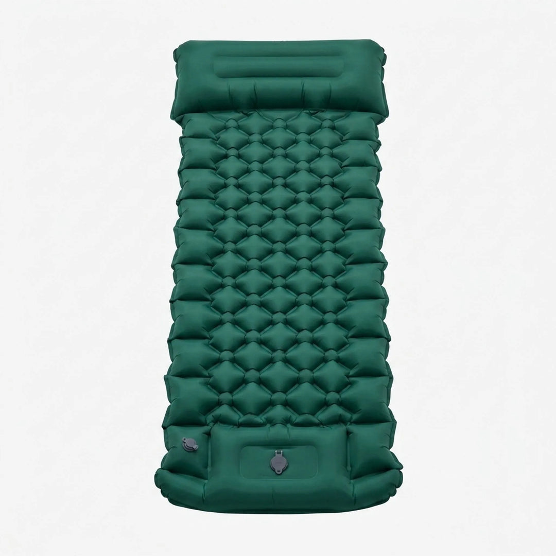 Leichte, aufblasbare Schlafmatte mit Kissen, ideal für Rucksackreisen, Camping und Trekking. Kompakt zu verstauen.