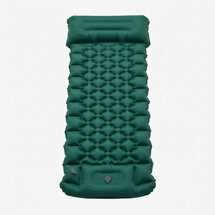 Leichte, aufblasbare Schlafmatte mit Kissen, ideal für Rucksackreisen, Camping und Trekking. Kompakt zu verstauen.