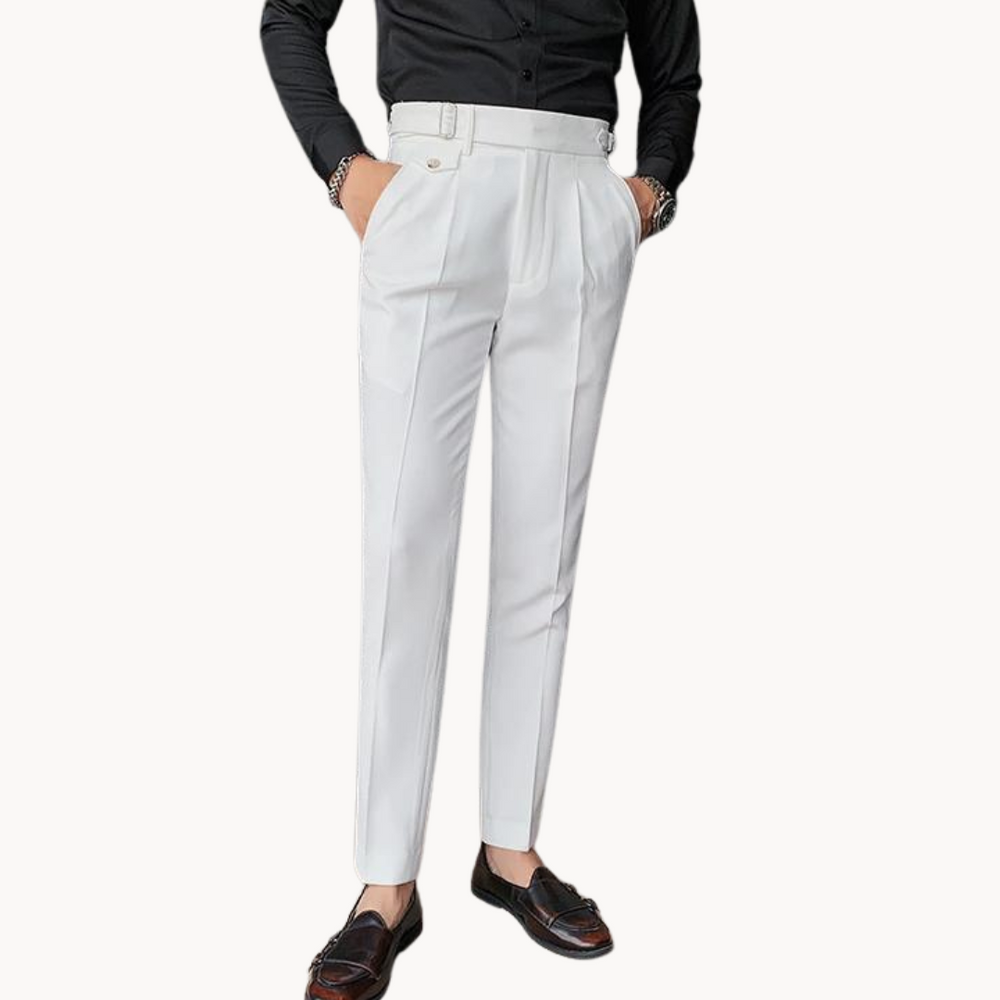 Komfortable Herren Plisseehose mit verstellbarem Bund, ideal für Frühling/Sommer.