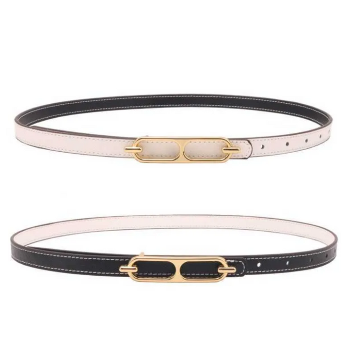 Damen Schmalgürtel elegant, goldene Schnalle, ideal für eine betonte Taille.
