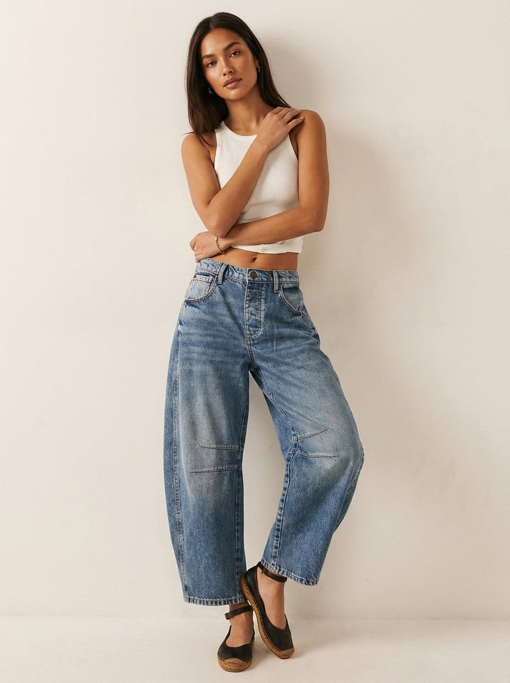 Stilvolle Damenjeans, Baggy Design, High Waist, Relaxed Fit, Komfort für jede Gelegenheit.