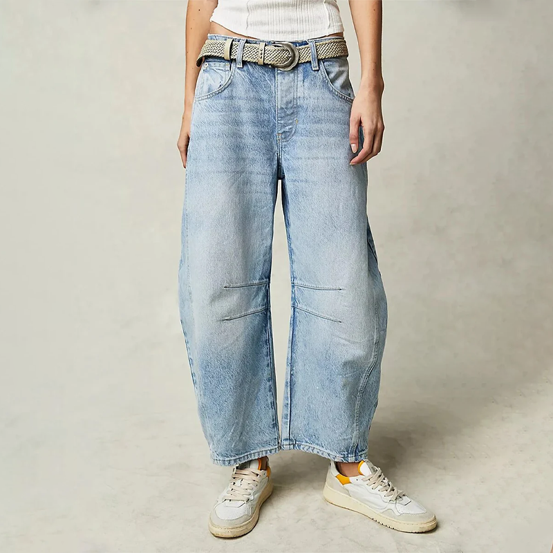 Damenjeans Relaxed Fit, High Waist Baggy Style, bequeme Passform für lässige Outfits.