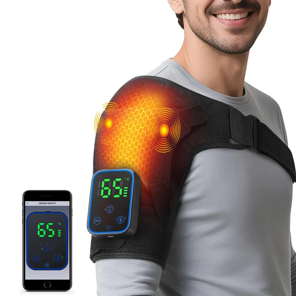 Ergonomische beheizte Bandage aus Neopren mit Vibration, ideal bei Sportverletzungen.