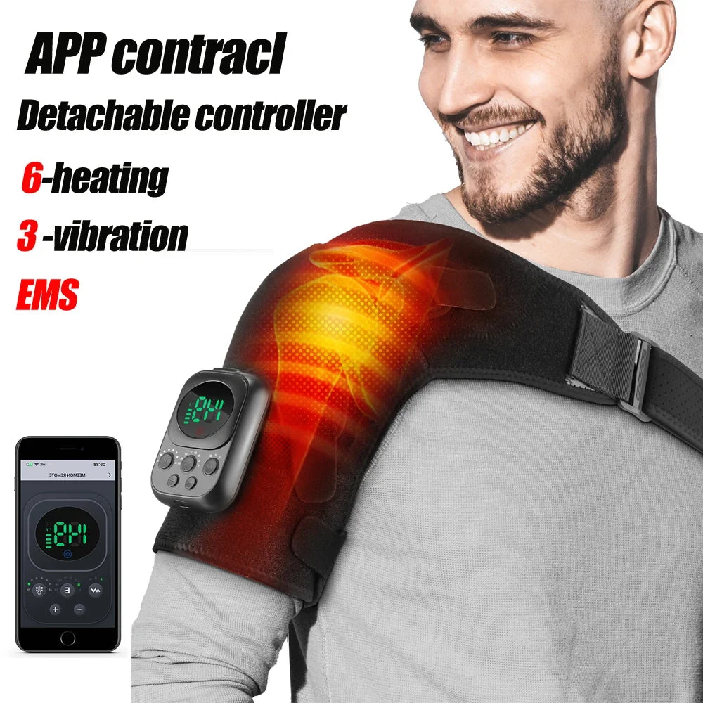Beheizte Schulter-Knie-Bandage mit Vibrationsfunktion für umfassende Schmerzlinderung.