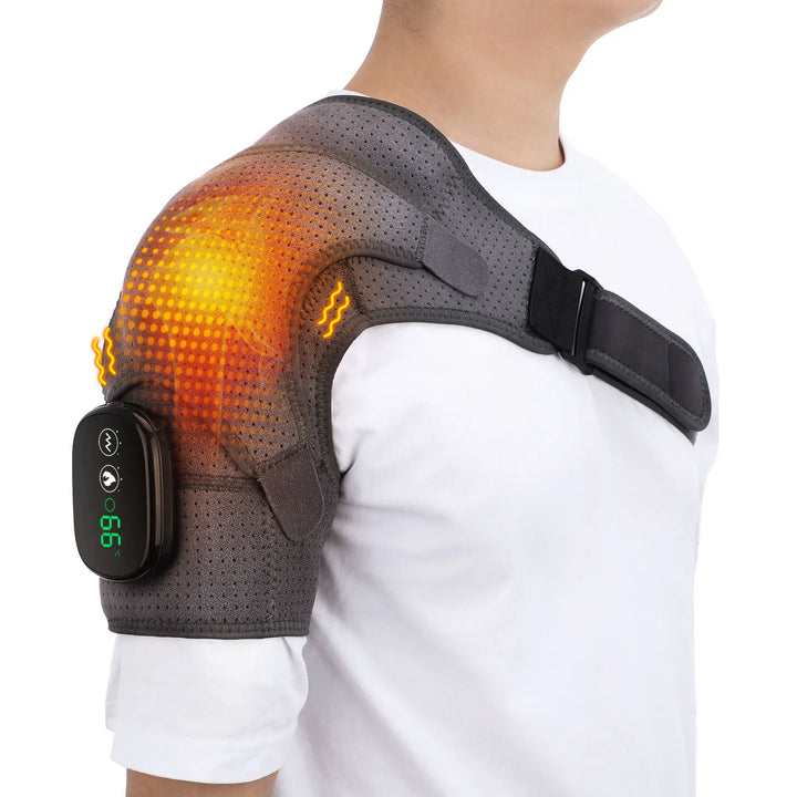 Beheizte Vibrations-Bandage aus Neopren für Schmerzlinderung an Schulter & Knie.