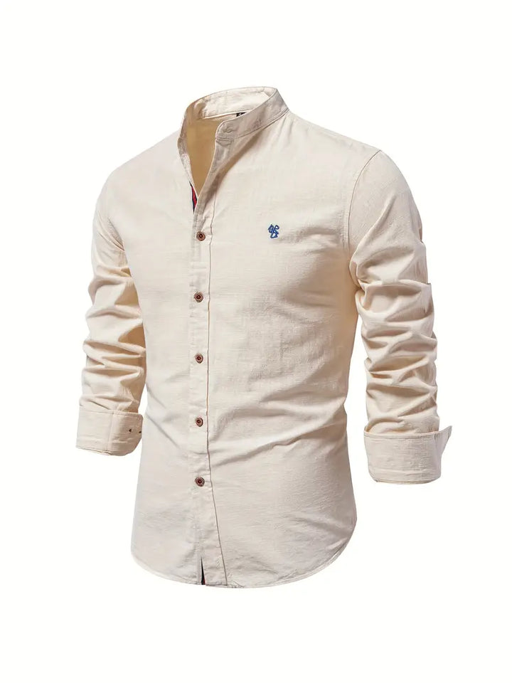 Atmungsaktives Herren Langarmhemd für den Frühling. Stilvolle Knöpfe, perfekt für Casual und Business.