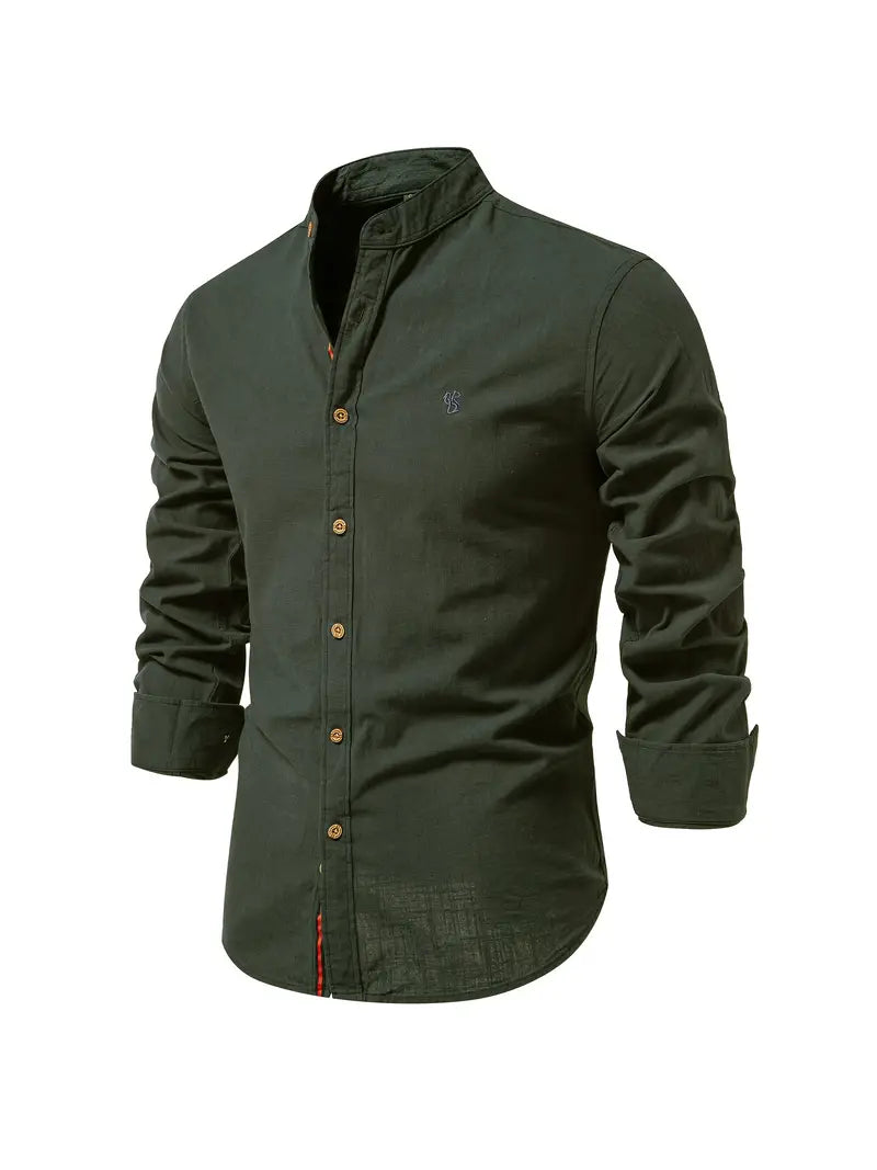 Herren Langarmhemd mit Knöpfen für den Frühling, modern und bequem.