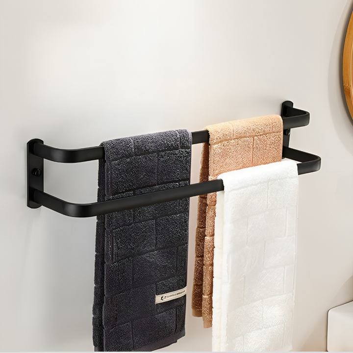 Eleganter Wand Handtuchhalter aus hochwertigem Metall in Schwarz, modern & funktional fürs Bad.