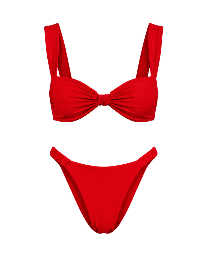 Sommerliches Damen Bikini-Set, 2-teilig, mit Knotendetail. High-Cut für eine feminine Silhouette.