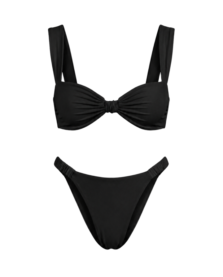 Stylisches Damen Bikini-Set mit Knotendetail und High-Cut Schnitt. Modern und bequem für Schwimmen.