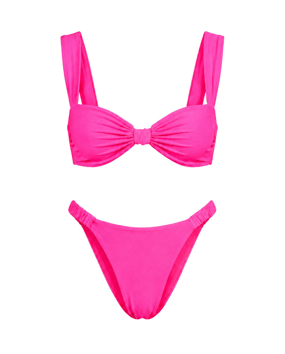Feminin geschnittenes Damen Bikini-Set, 2-teilig. Mit Knotendetail & High-Cut Slip für Sommer-Urlaub.