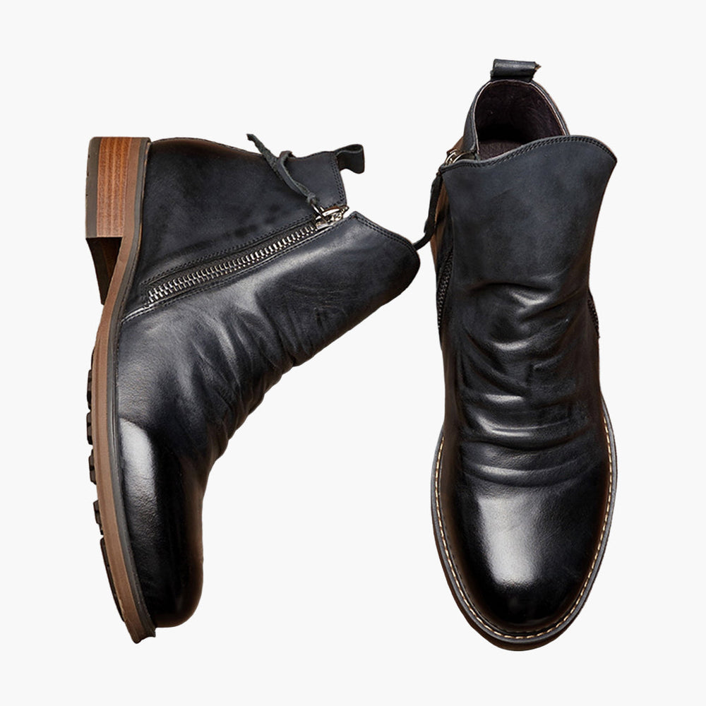 Elegante Herren Ankle Boots aus hochwertigem Leder, Business Stiefeletten mit robustem Seitenreißverschluss.