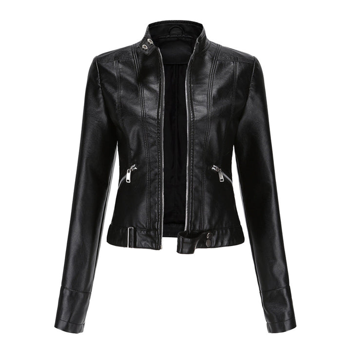 Modische Damen Lederjacke, klassischer Schnitt. Perfekt für Herbst & Frühling, feminine Mode für den Alltag.