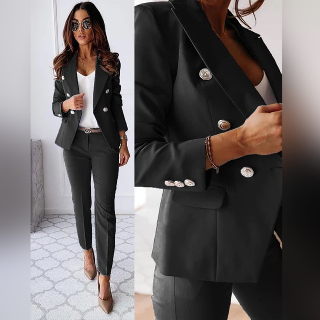 Eleganter Damen Blazer- und Hosenanzug Isabella, ideal für einen stilvollen Business-Look im Büro.