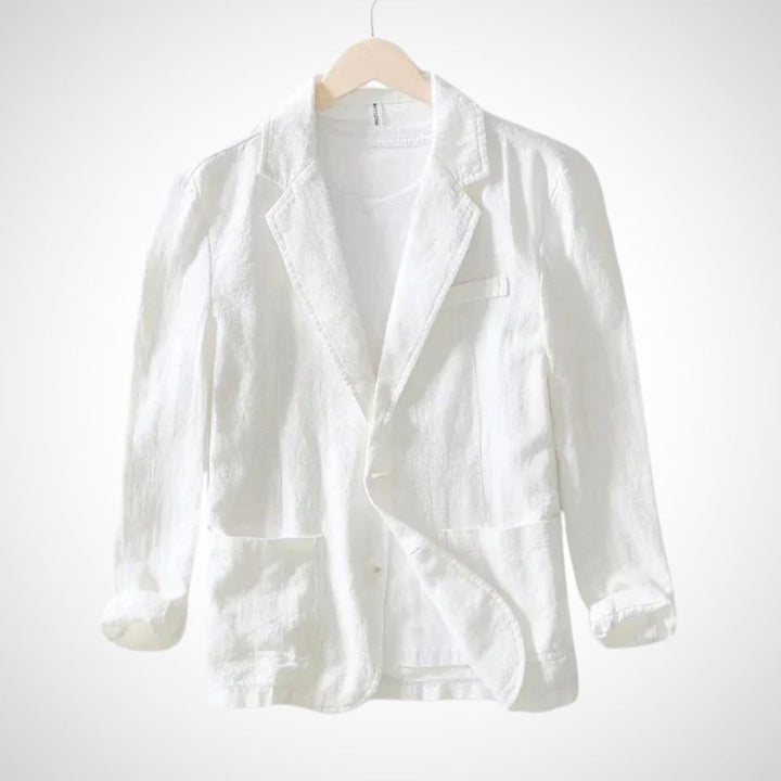Modischer Herren Taillierter Blazer mit Reverskragen in Hellblau, ideal für den stilvollen Freizeit-Look.