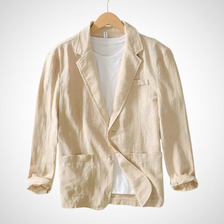 Eleganter Herren Business Blazer in Grau, tailliert mit Reverskragen, ideal für professionelle Auftritte.