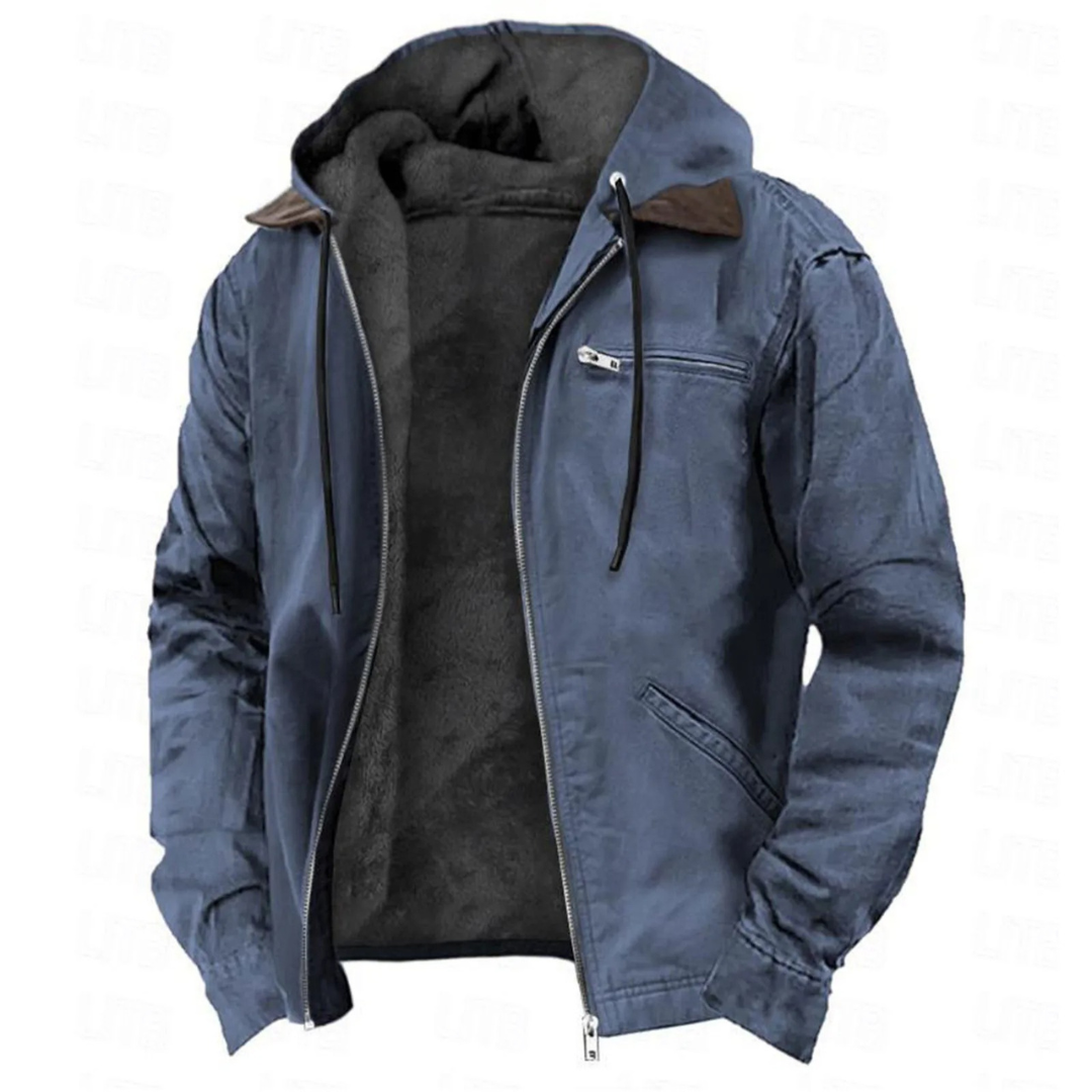 Warme Herren Winterjacke, einfarbig, tailliert. Moderne Herbstjacke für elegante Männer in Business und Freizeit.
