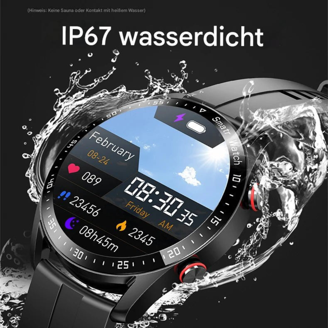 Premium Unisex Smartwatch: Integriertes EKG, Herzfrequenzmesser, Bluetooth Anrufe und Fitness-Tracker.