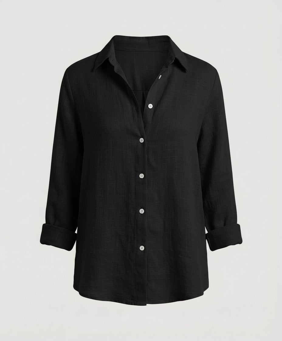 Klassische Damen Bluse für Business und Freizeit: Hemdbluse mit Dreiviertelarm und Umlegekragen.