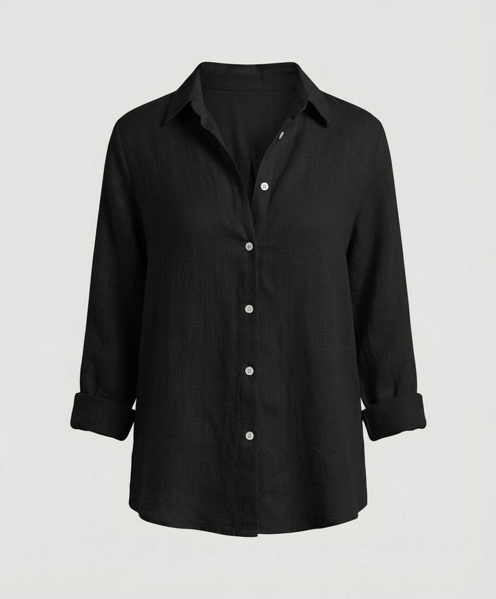 Klassische Damen Bluse für Business und Freizeit: Hemdbluse mit Dreiviertelarm und Umlegekragen.