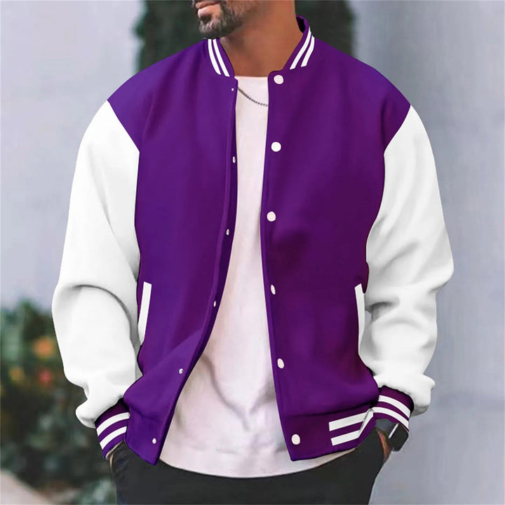 Sportliche Herren College Bomberjacke mit Kontrastärmeln, perfekt für dynamische Looks und den Frühling.