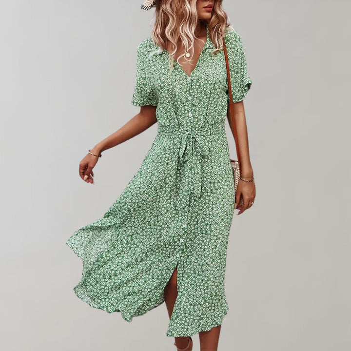 Bequemes & vielseitiges Damen Midikleid. Luftiges Frühlingskleid für Tages-Looks. Leichtes Design.