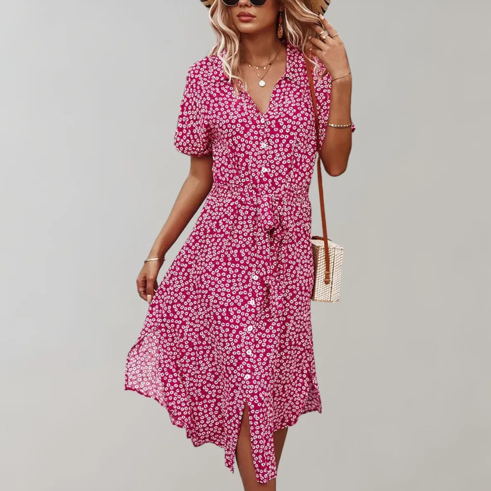 Luftiges & leichtes Damen Midikleid. Fließendes Design für hohen Tragekomfort im Frühling & Sommer.