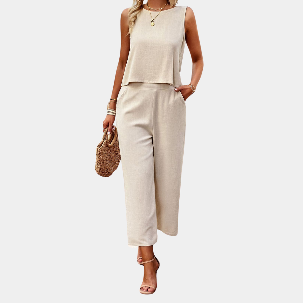 Bequemes und stilvolles Damen Sommer Set aus Top und Hose. Das perfekte Frauen Outfit für Komfort und Eleganz.