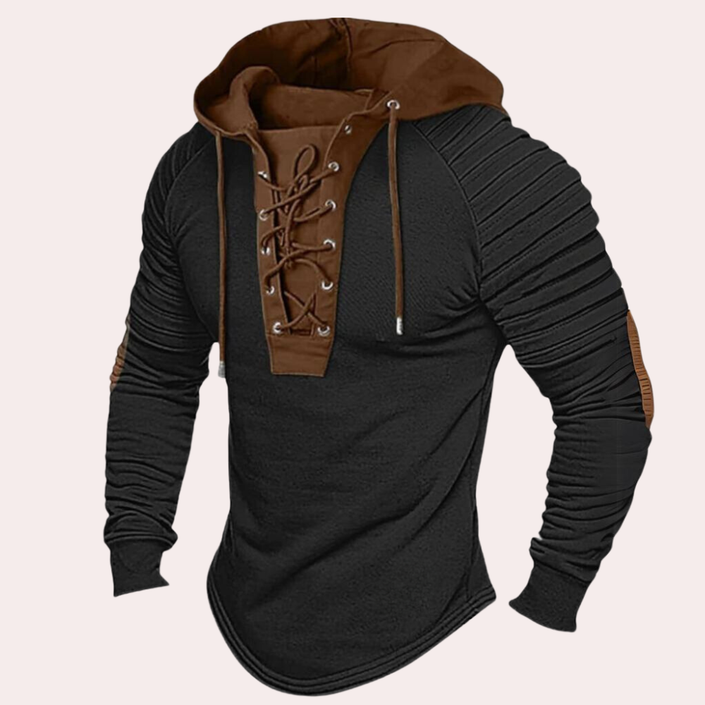 Warmer Herren Kapuzenpullover in Schwarz für gemütlichen Komfort; ideal für Freizeit und Winter. Bequemer Hoodie.
