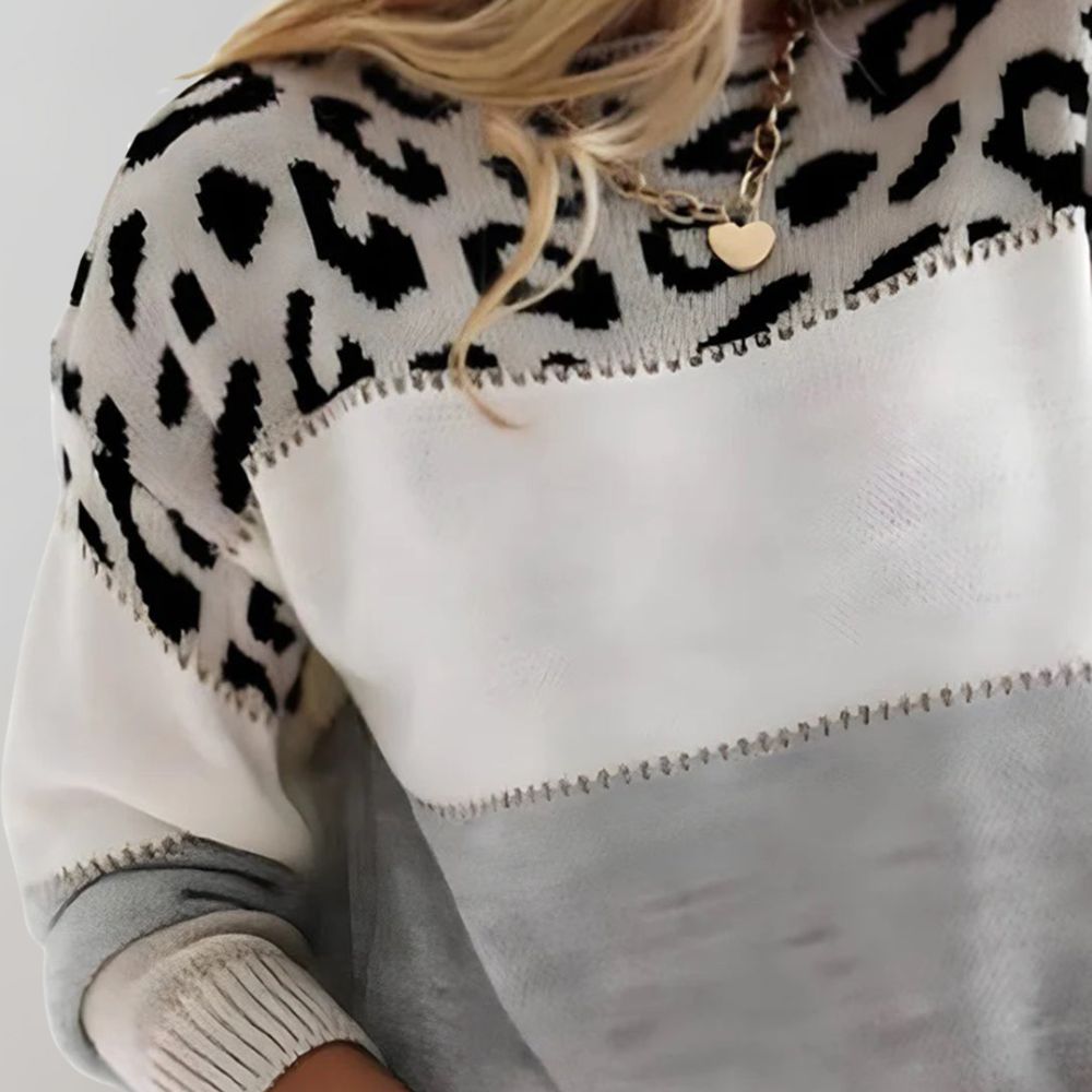 Vielseitiger Damen Leoparden-Strickpullover, ideal für den stilvollen Freizeit-Look.