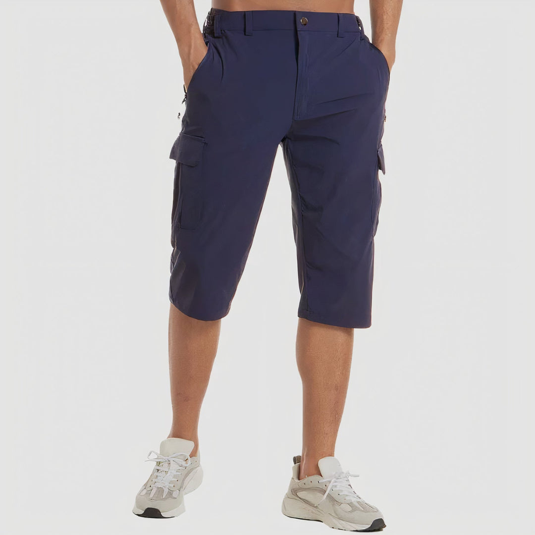 Herren schnelltrocknende Cargo Shorts in Dunkelblau, ideal für Outdoor, Freizeit & Alltag.