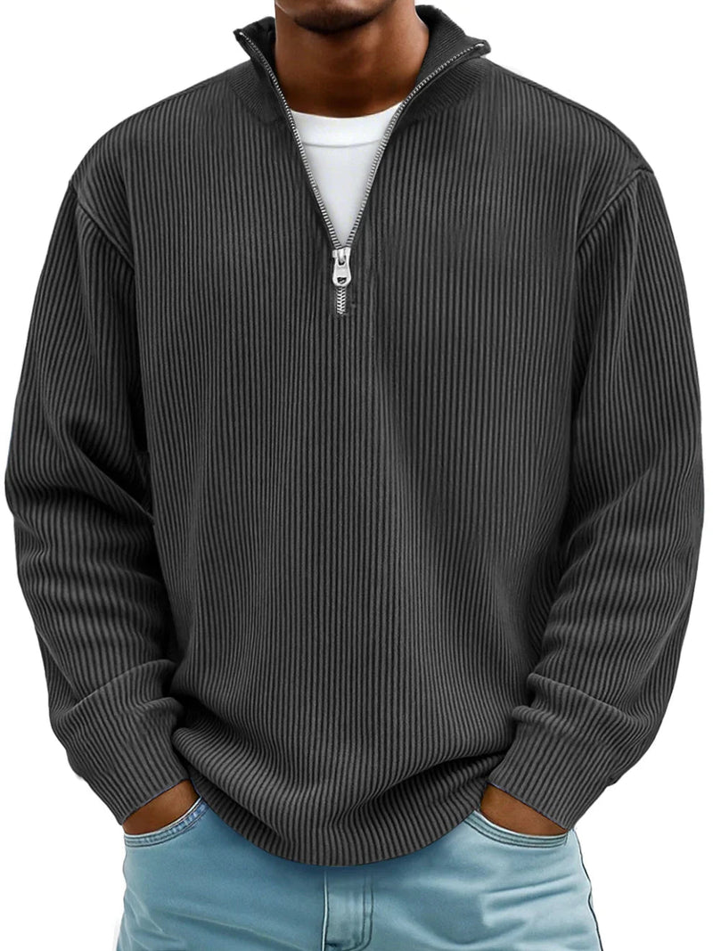 Lässiger Herren Langarm Pullover mit Reißverschluss-Ausschnitt, Must-have für Männerkleiderschrank.