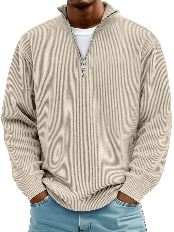 Herren Freizeitpullover mit langem Arm & Halb-Reißverschluss, perfekt für einen lässigen Look.