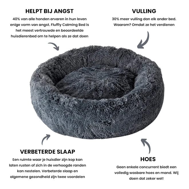 Gemütliches, rundes Hundebett, Anti-Stress, flauschig & waschbar. Perfekt für entspannte Schlafstunden.