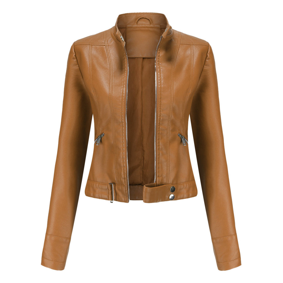 Hochwertige Damen Leder Übergangsjacke. Zeitloses Design, perfekt für Herbst, Frühling und den stilvollen Alltag.