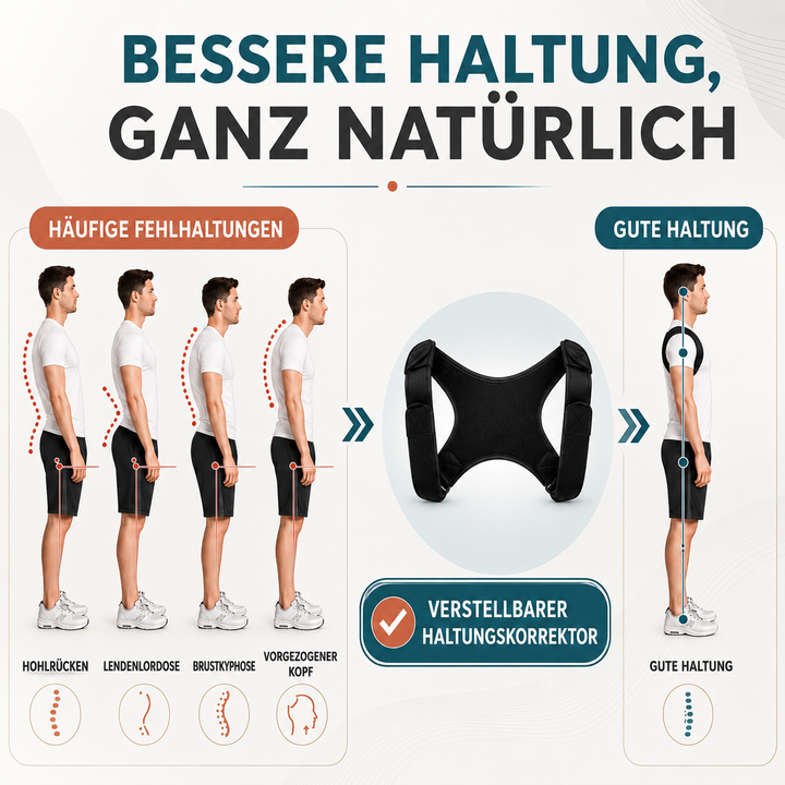 Seitenansicht der angelegten Bandage zur Wirbelsäulenunterstützung