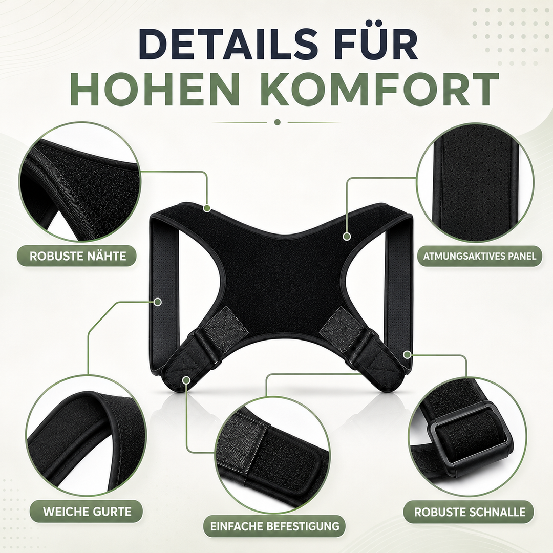 Haltungskorrektur-Bandage flach ausgelegt auf neutralem Hintergrund