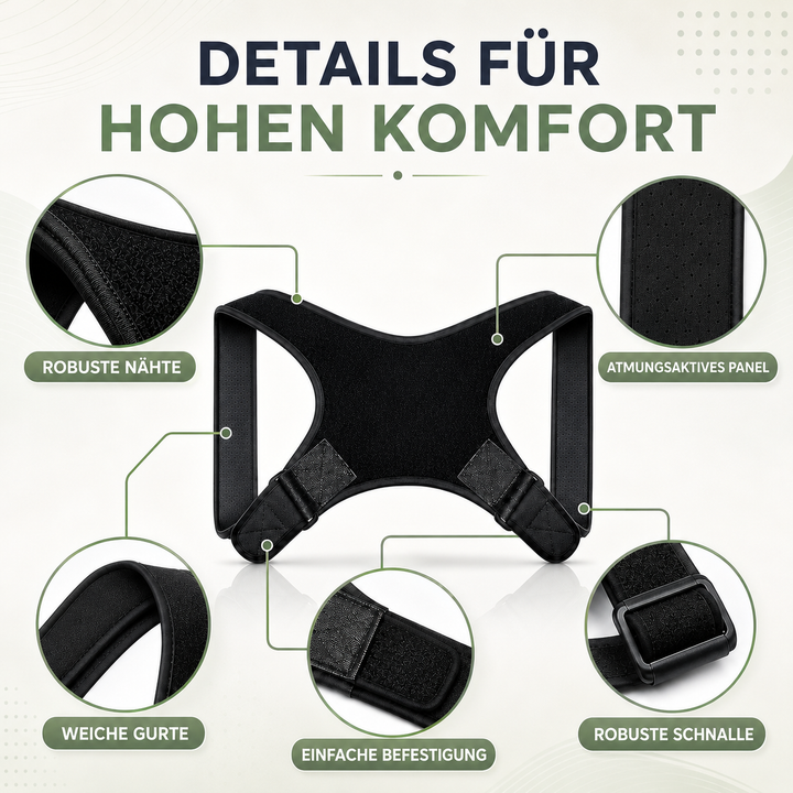 Haltungskorrektur-Bandage flach ausgelegt auf neutralem Hintergrund